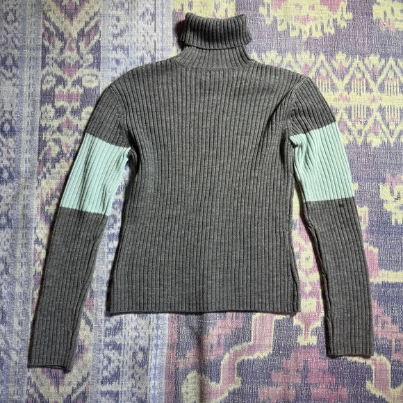 Vintage 90s Calvin Klein Womens Ribbed Turtleneck Sweater Long Sleeve in Gray - Picture 8 of 15